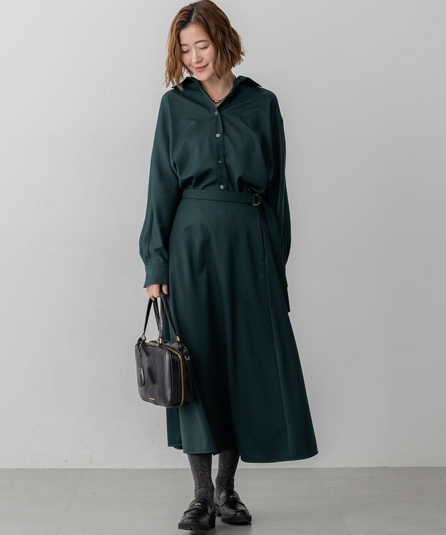 23区 S 【VERY10月号掲載】メリノウールサテン スカート パイングリーン系