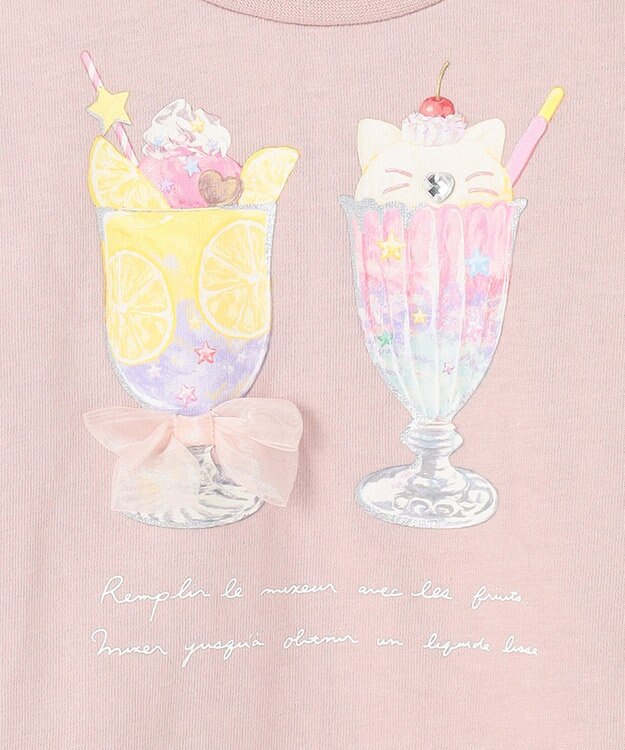 ANY KIDS オンオフショルダーパフェTシャツ ピンク系