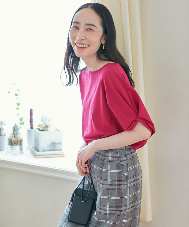 ANY 【接触冷感/UVケア/シワになりにくい】ドルマンスリーブ Tブラウス ローズ