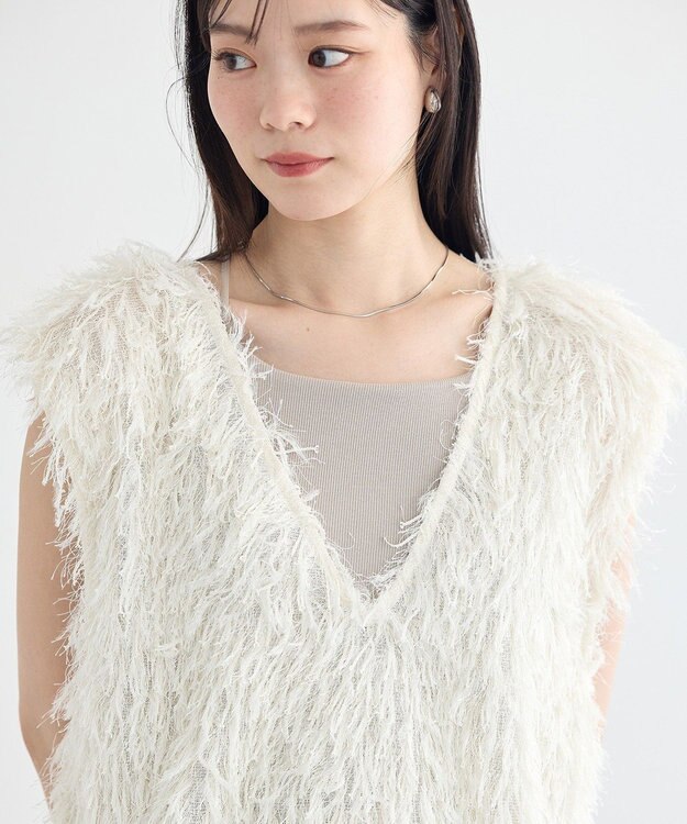 earth music&ecology フェザージャガードベスト Ivory