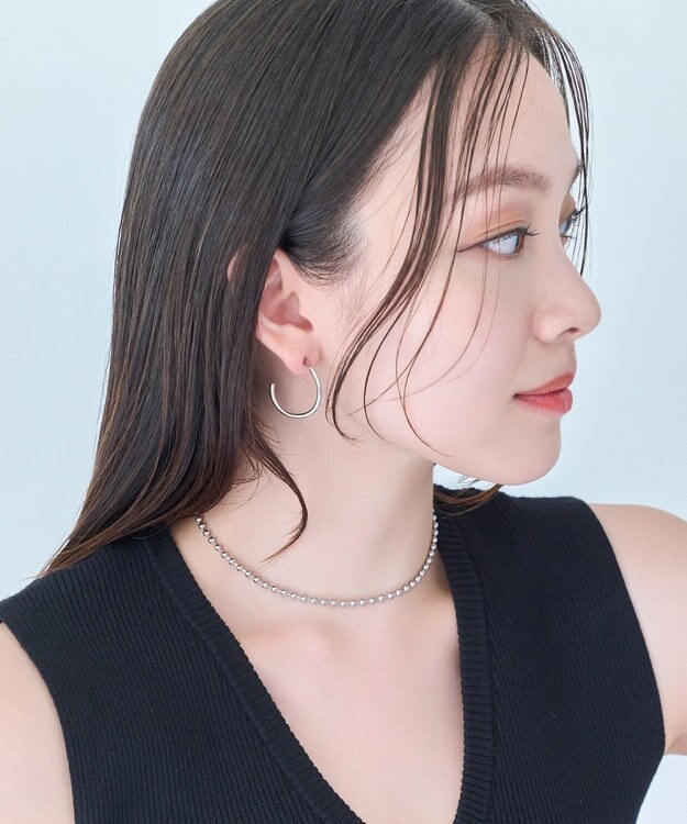 Phoebe 【金属アレルギー対応】2wayウェーブラインフープピアス　シルバー/ニッケルフリー シルバー