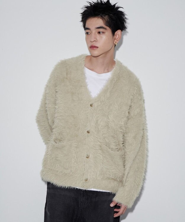 WEGO 【ユニセックス着用ITEM】フェザーカーディガン オフホワイト