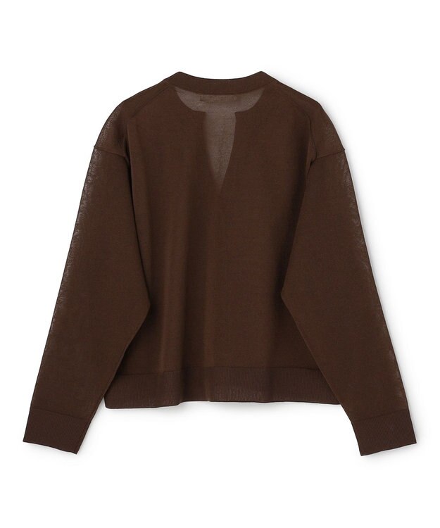 UNFILO シアーフォルムニット キーネックカーディガン ブラウン