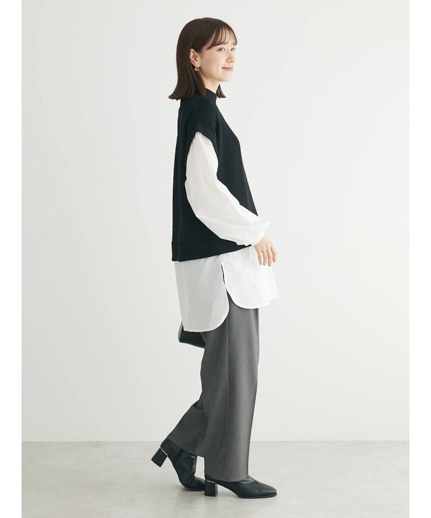 Green Parks ニットソードッキングチュニック Black