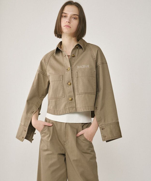 GRACE CONTINENTAL ラグランショートシャツジャケット カーキ