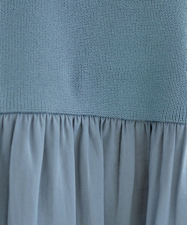 Tiaclasse L ヴィンテージサテンドッキングニットチュニック ブルー