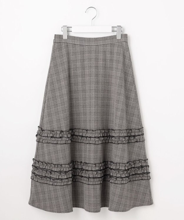 Feroux フレアギャザーチェック スカート ホワイト系2