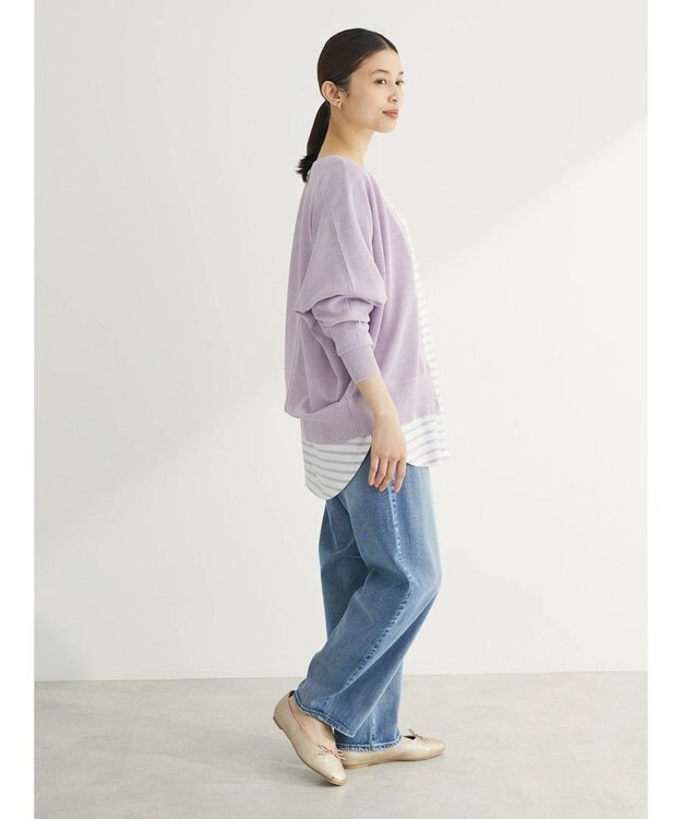 Green Parks ＵＶカット加工　ドルマンニットカーディガン Light Purple