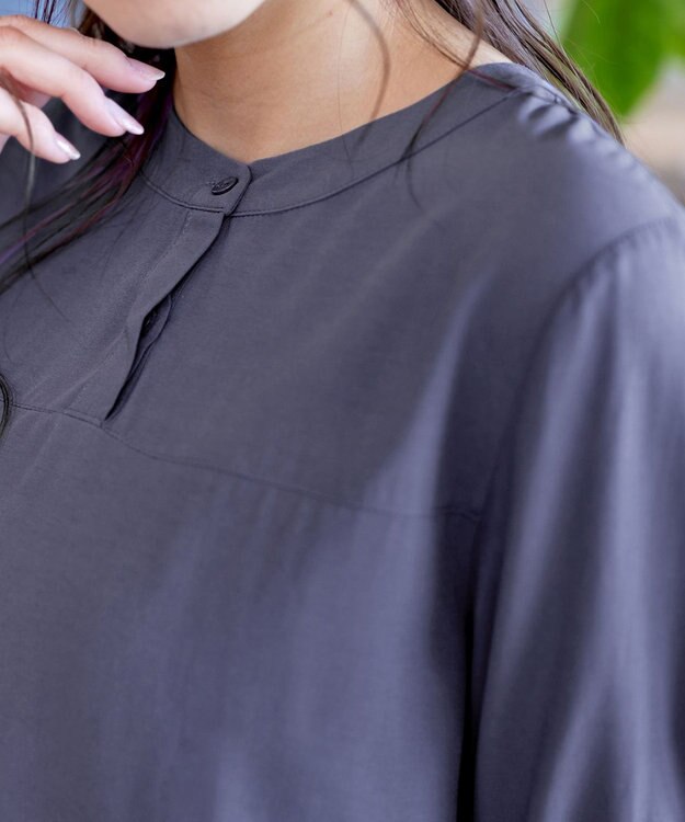 Tiaclasse L 【洗える】レイヤードヘムシャツチュニックブラウス ラベンダーブルー