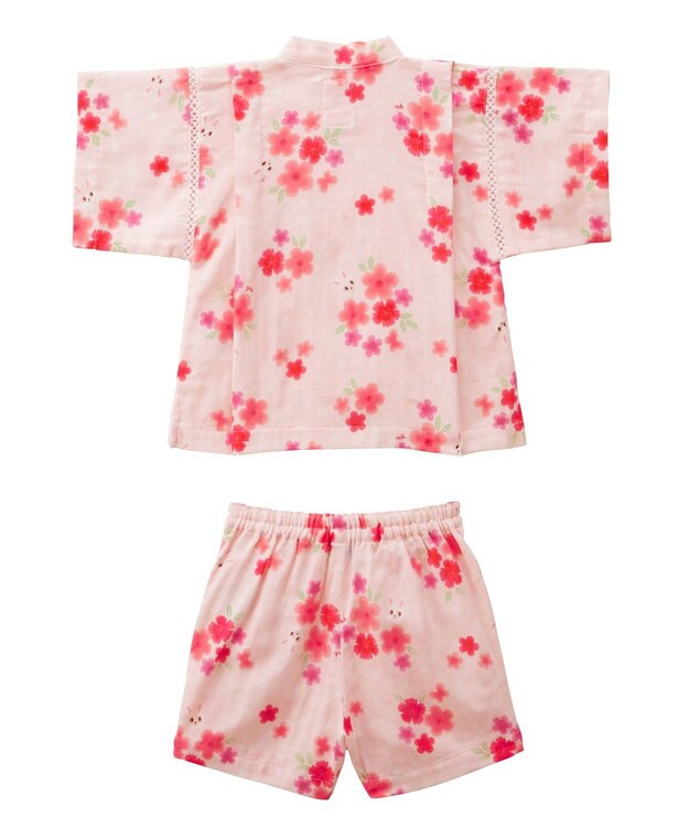 MIKI HOUSE HOT BISCUITS 【ミキハウス】【80-110cm】 お花うさこ甚平スーツ ピンク