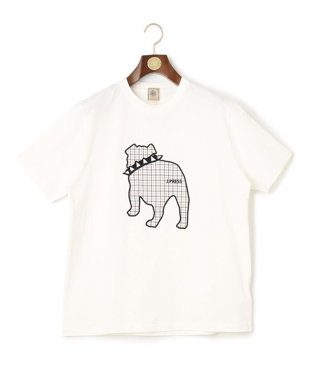 J.PRESS MEN 【UNISEX】ファブリックワッペン バックブルTシャツ ホワイト系