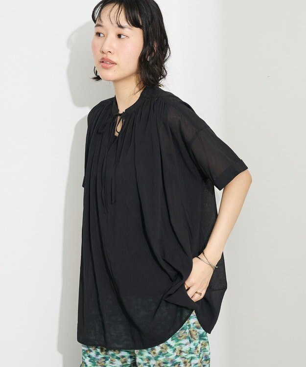 CRAFT STANDARD BOUTIQUE ヴィンテージボイルタイ付ブラウス Black