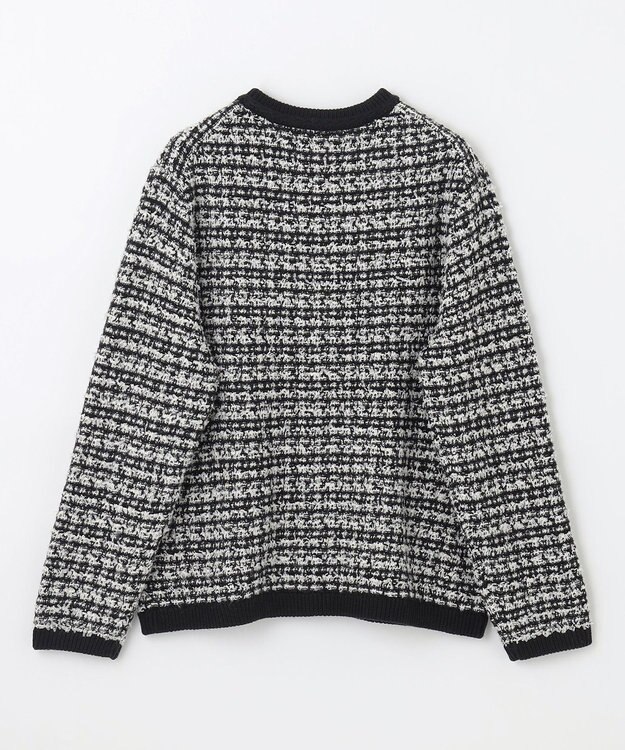 ANY L 【洗濯機可】ツイードニットジャケット ブラック×ホワイト