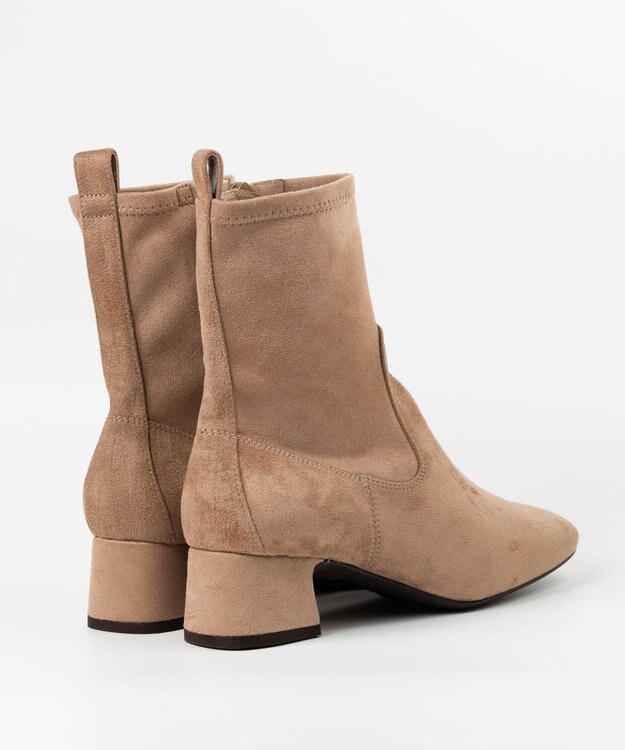 BONTRE 【UNISA/ウニサ】ショートヒールストレッチブーツ ベージュ