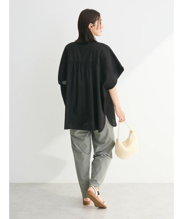 Green Parks 綿麻混ポンチョ風シャツ Black