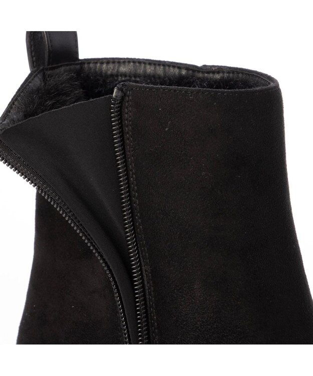 MODE ET JACOMO <carino>【レイン・スノー対応】ウエッジヒールショートブーツ ブラックスエード