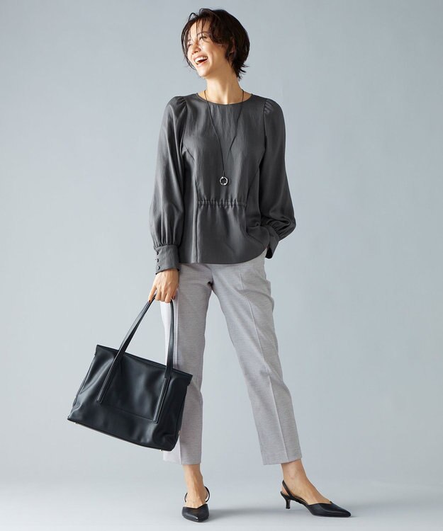 自由区 L パウダリーツィルパフスリーブ ブラウス グレー系