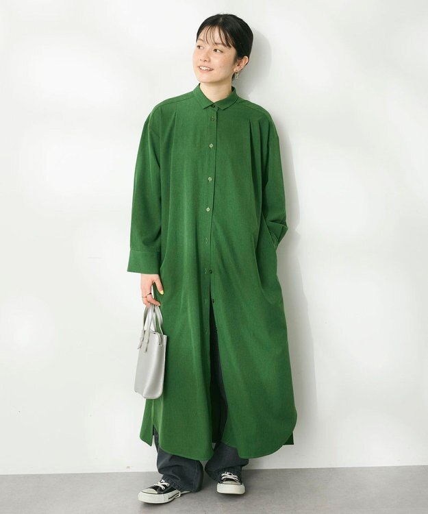 CRAFT STANDARD BOUTIQUE イージーケアタック入りワンピース Green