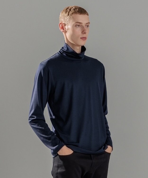 JOSEPH HOMME ウールジャージーウォッシャブル　タートルネック ネイビー系