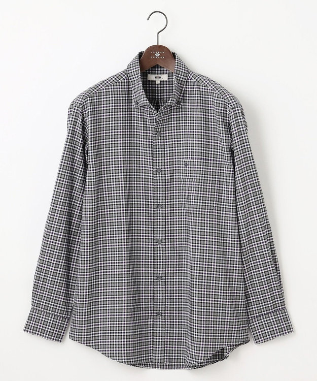 JOSEPH ABBOUD 【キングサイズ・ネルシャツ/暖かい】ファインブラッシュド ネル チェック シャツ パープル系3
