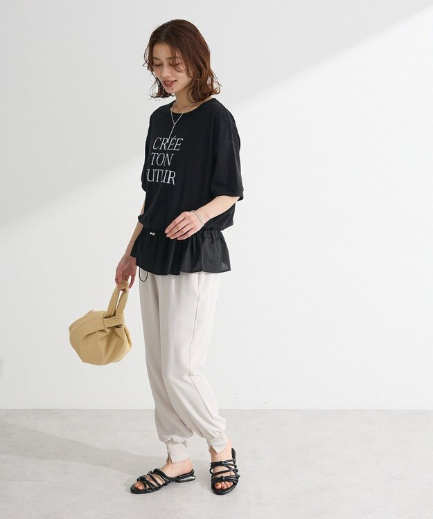 Green Parks ウエストドロストドッキングロゴプルオーバー Gray Mixture