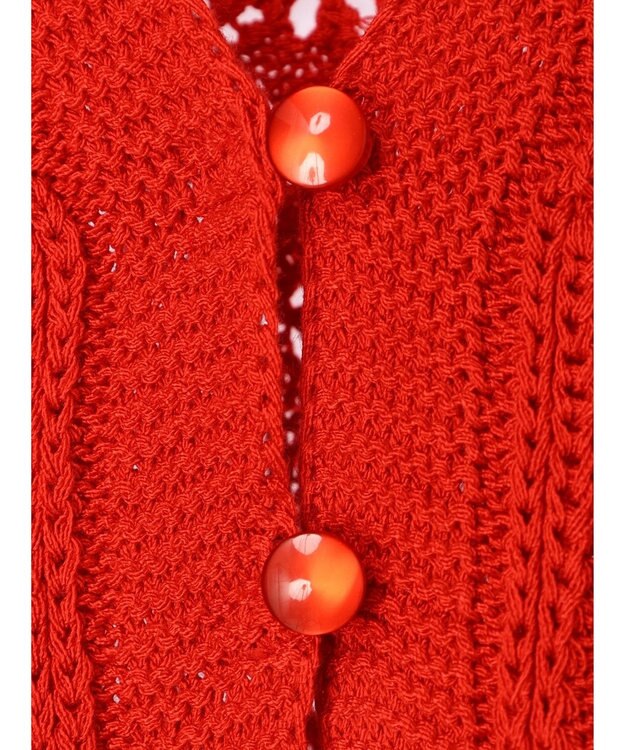 Green Parks 格子柄編みニットカーディガン Red