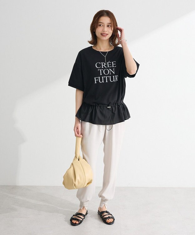 Green Parks ウエストドロストドッキングロゴプルオーバー Gray Mixture