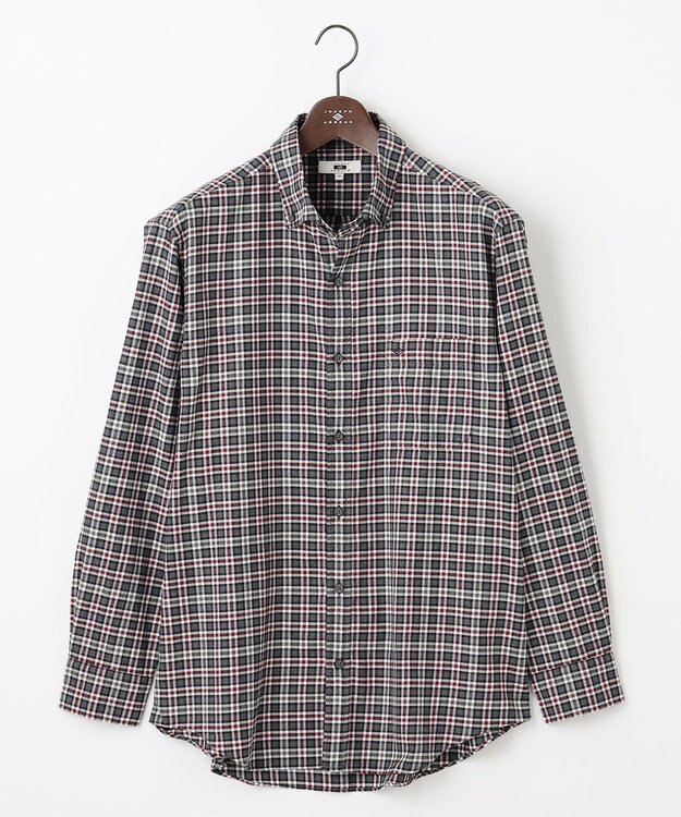 JOSEPH ABBOUD 【キングサイズ・ネルシャツ/暖かい】ファインブラッシュド ネル チェック シャツ ワイン系3