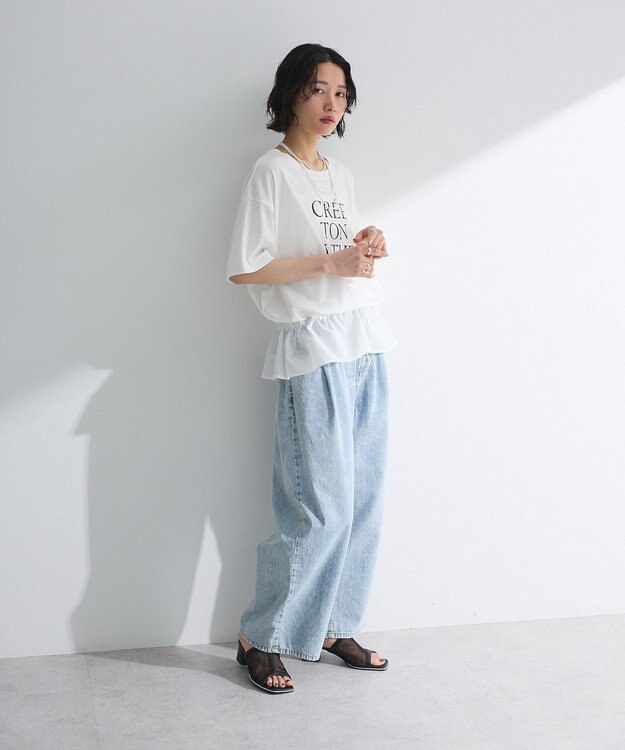 Green Parks ウエストドロストドッキングロゴプルオーバー Gray Mixture