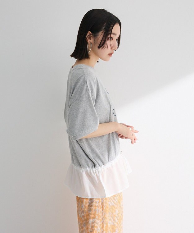 Green Parks ウエストドロストドッキングロゴプルオーバー Gray Mixture