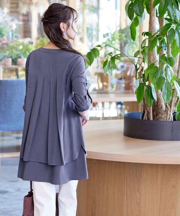Tiaclasse 【洗える】レイヤードヘムシャツチュニック ラベンダーブルー