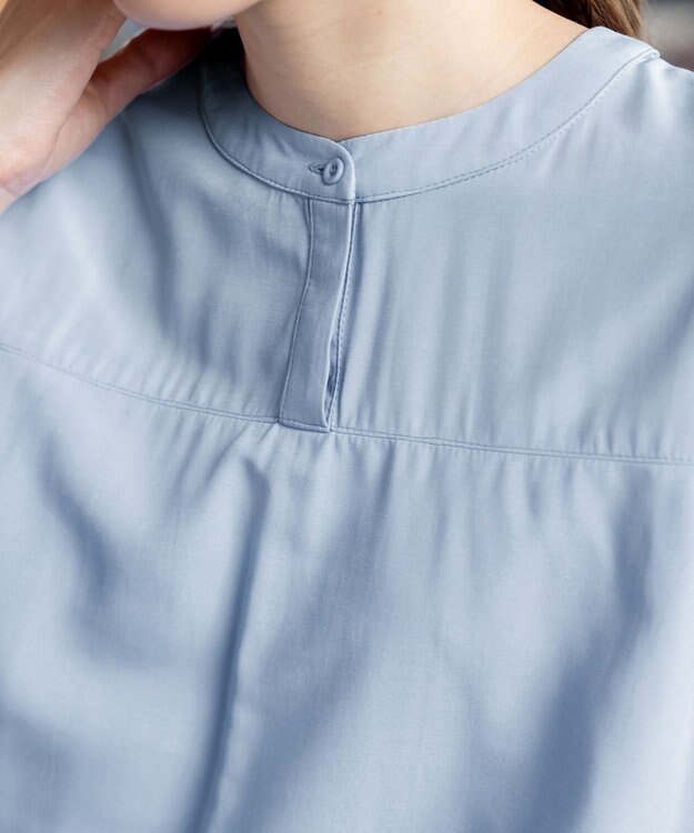 Tiaclasse L 【洗える】レイヤードヘムシャツチュニックブラウス サックス