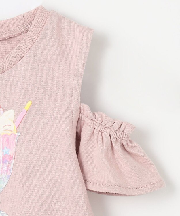 ANY KIDS オンオフショルダーパフェTシャツ ピンク系