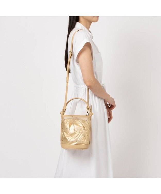 UNBILLION カカトゥ kakatoo / チュール×ビジュー風2wayバケツバッグ ベージュ