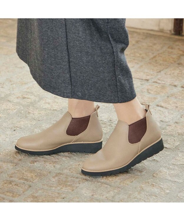 ing <ing>【WEB限定】サイドゴアショートブーツ グレー