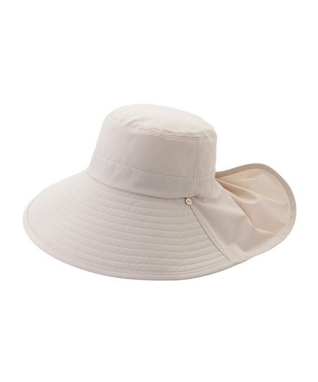 MOONBAT 【遮光100％/遮熱/UVカット】PAUL&JOE ACCESSOIRES(ポール&ジョー）後ろ垂れ 広つばハット 帽子 サイズ調整可能 手洗い可能 オフホワイト