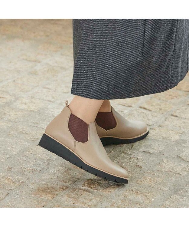 ing <ing>【WEB限定】サイドゴアショートブーツ グレー