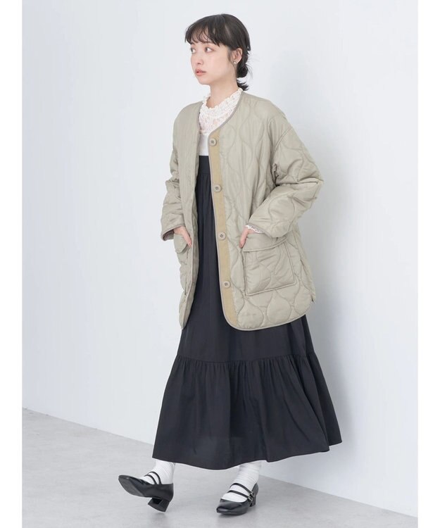 earth music&ecology キルティングハーフブルゾン Khaki