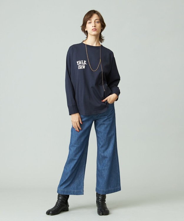 J.PRESS YORK STREET 【WOMEN】YALE × J.PRESS YORK STREET コラボワンポイントTシャツ ネイビー系