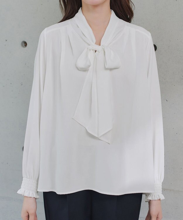 Tiaclasse 【ブラウス&ベスト&パンツ3点セット】リボンタイブラウス＋ベスト付き 3点セットアップ ネイビー