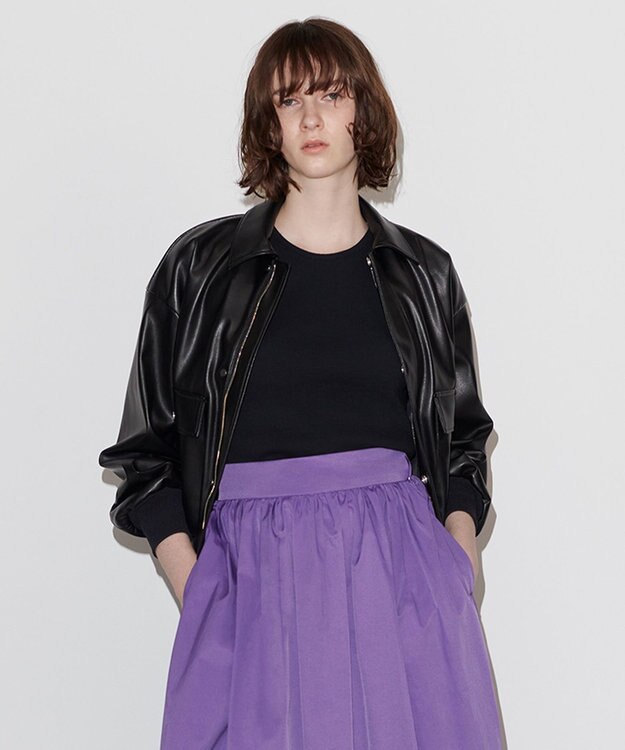 NAVE 【Nave】フェイクラムスキン ブルゾン ブラック系