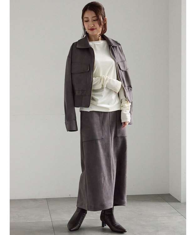 Te chichi スウェードタイトスカート モカ