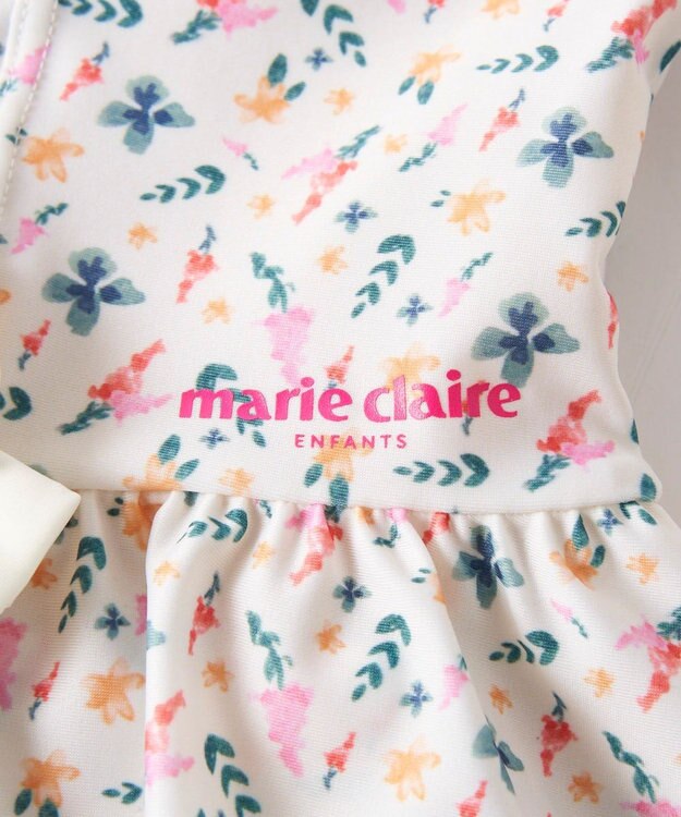 OP／FILA 【marie claire ENFANTS】小花柄編上げAライン水着 オフホワイト