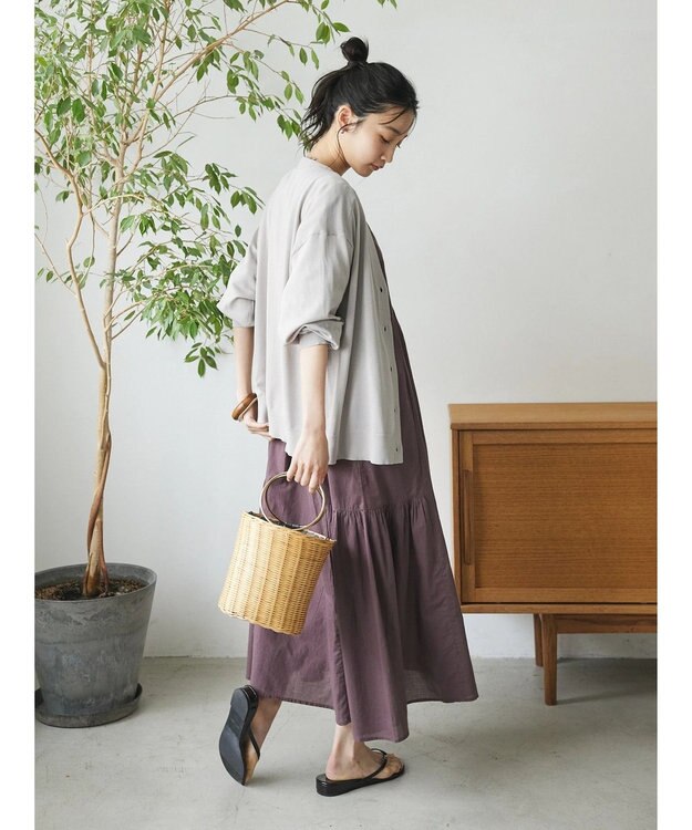 CRAFT STANDARD BOUTIQUE UVカット/接触冷感/マシンウォッシャブル/Vネックニットカーディガン Gray Beige