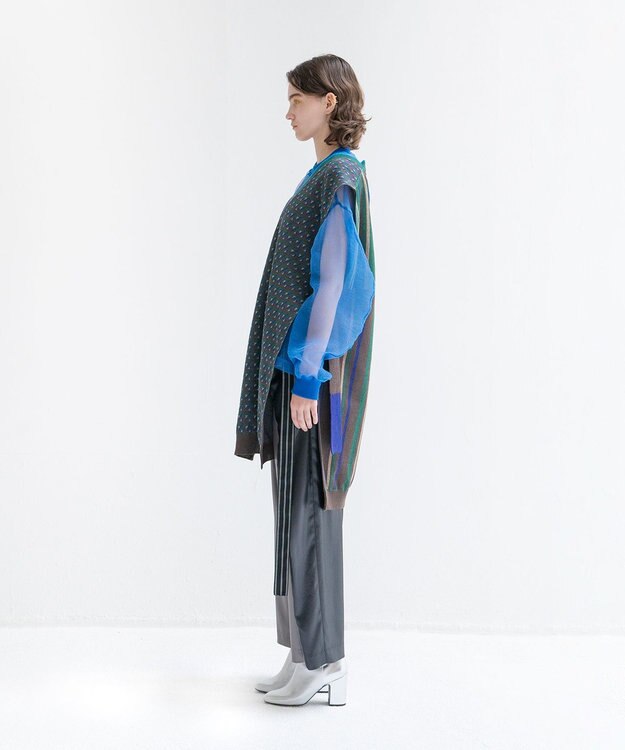 COQ CROSS STRIPE ロングベスト グリーン