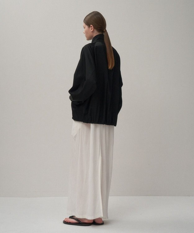 ATON NYLON TWILL | オーバーサイズハリントンジャケット BLACK