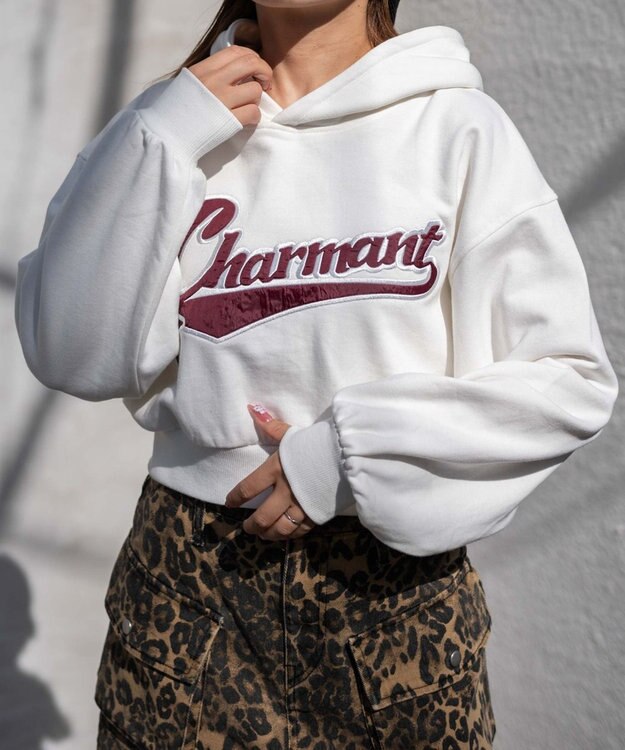 WEGO スタジアムロゴショートプルパーカー ホワイト