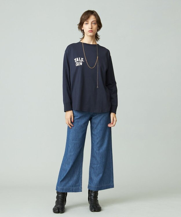 J.PRESS YORK STREET 【WOMEN】YALE × J.PRESS YORK STREET コラボワンポイントTシャツ ネイビー系