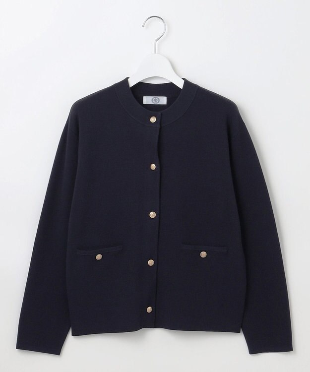 J.PRESS LADIES 【洗える】VIS/PE ROME ニット カーディガン ダークネイビー系