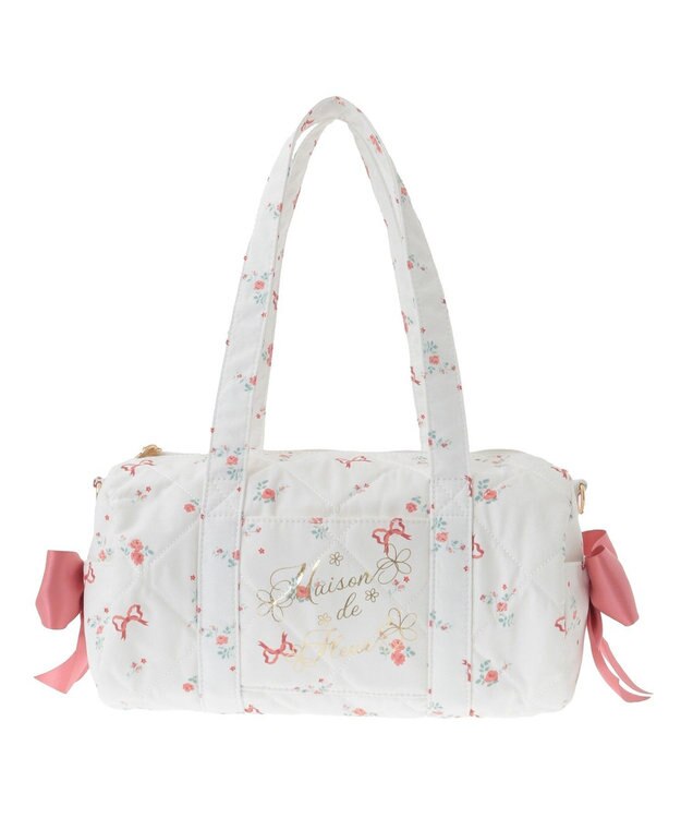 Maison de FLEUR フラワーリボンプリント2Wayボストンバッグ Red